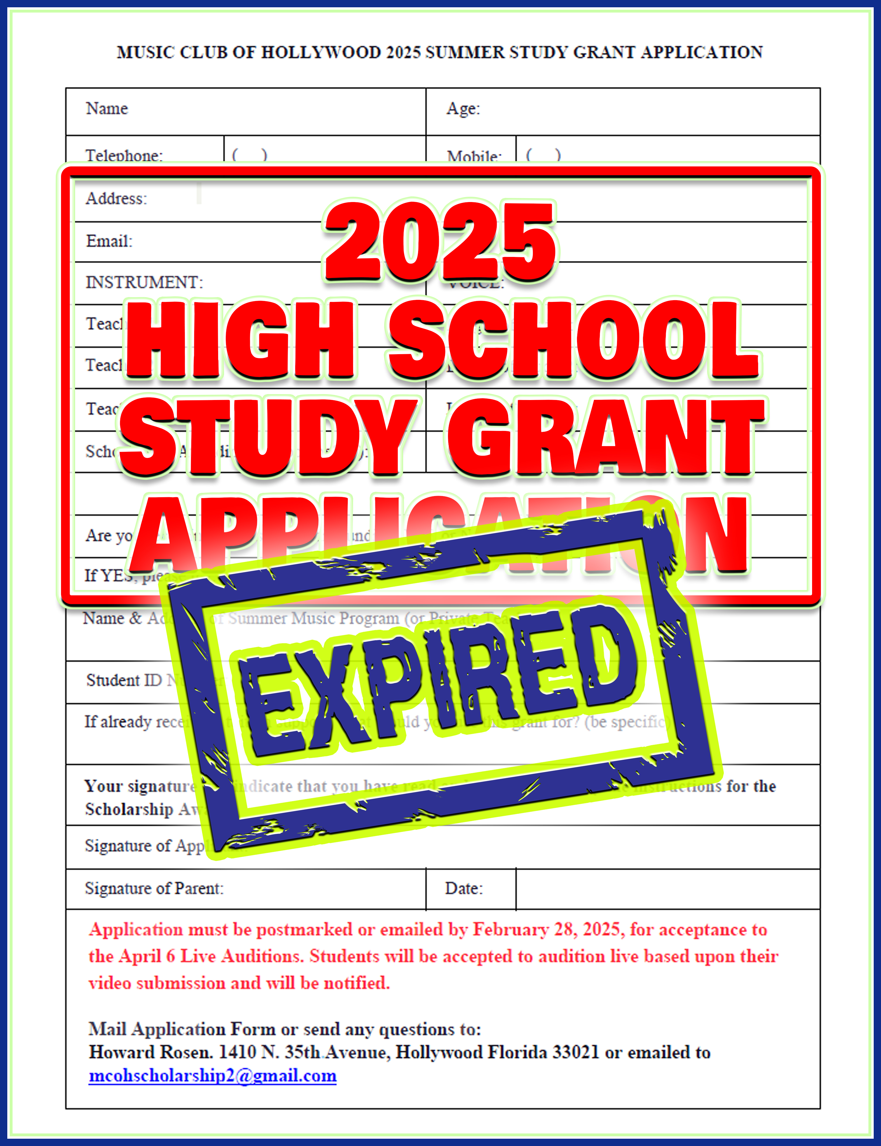 EXPIRED: 2025 High School Study Grant Application